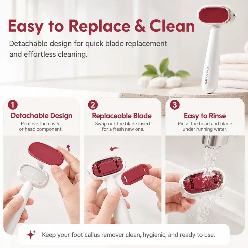 Avelynis detachable foot callus remover blade replacement and cleaning