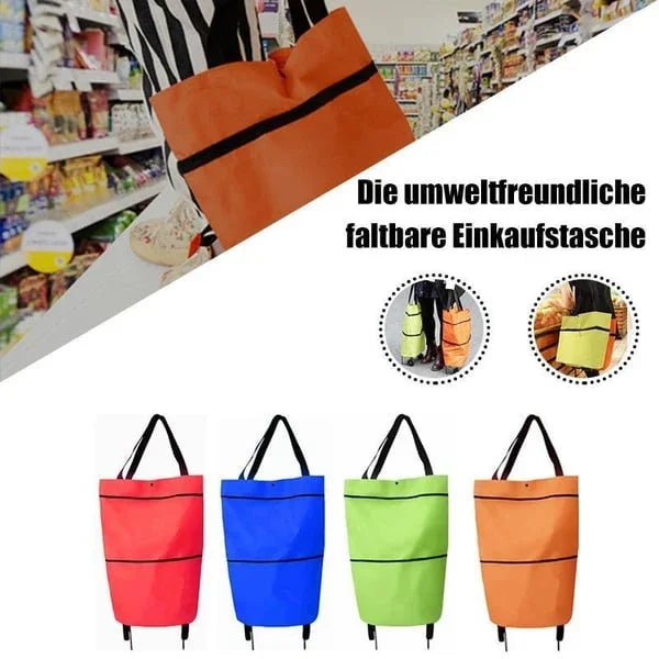 🔥HOT SALE 50% OFF🔥 Foldable 2-in-1 Rolling Shopping Bag – With Luggage-Style Wheels