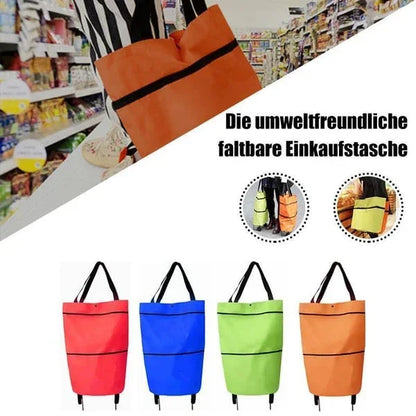 🔥HOT SALE 50% OFF🔥 Foldable 2-in-1 Rolling Shopping Bag – With Luggage-Style Wheels