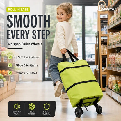 🔥HOT SALE 50% OFF🔥 Foldable 2-in-1 Rolling Shopping Bag – With Luggage-Style Wheels