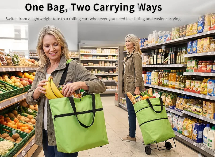 Avelynis 2-in-1 Rolling Shopping Tote Bag