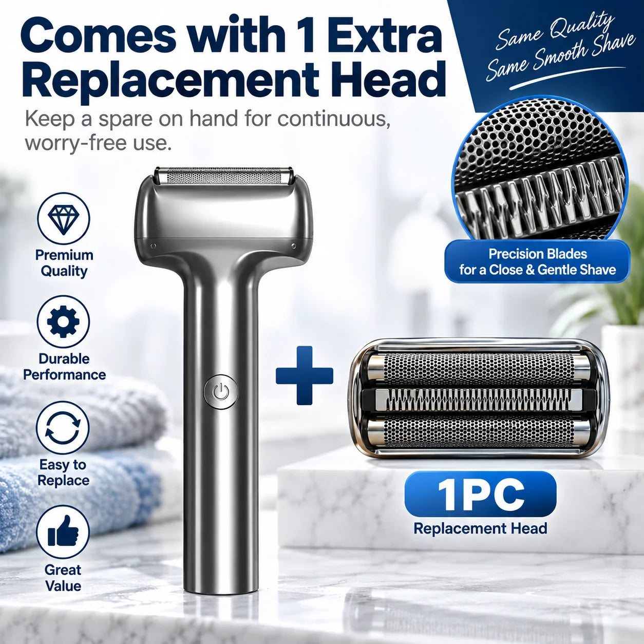 1 Shaver + 1 Replacement Head