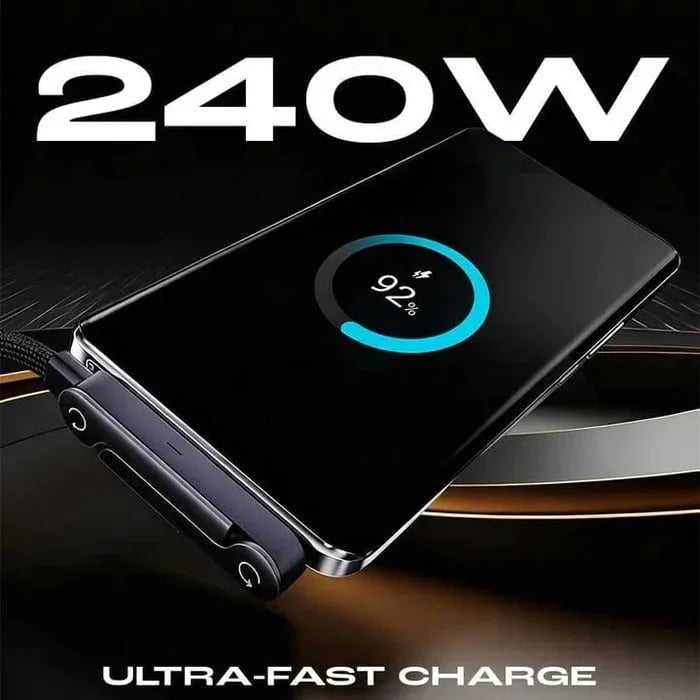 2-in-1 Braided Fast Charge Cable With Built-in Phone Stand