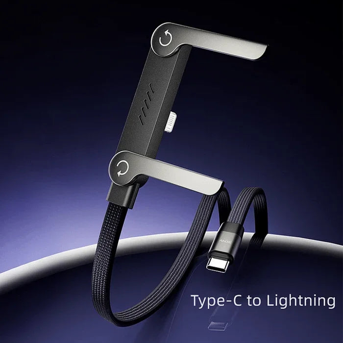 2-in-1 Braided Fast Charge Cable With Built-in Phone Stand