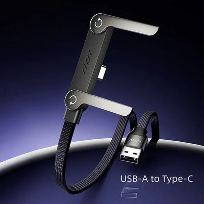 2-in-1 Braided Fast Charge Cable With Built-in Phone Stand