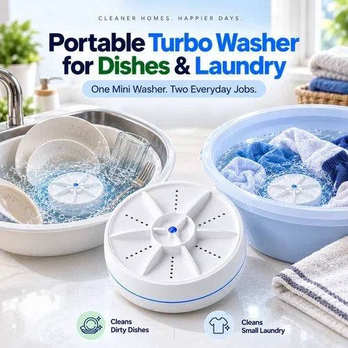 🔥LIMITED-TIME 50% OFF! Portable Turbo Washer for Dishes & Laundry